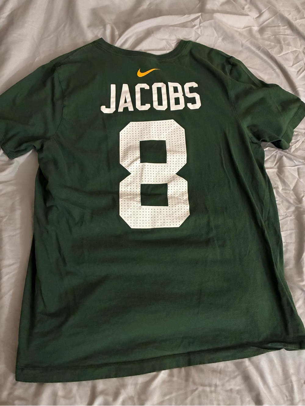 The Nike Tee Josh Jacobs Green Bay Packers #8 T-Shirt Jersey, Size Large